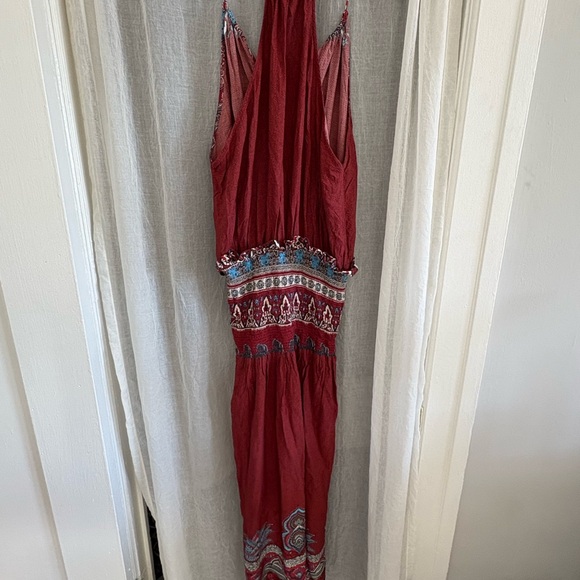 Farm Rio Red Blue Bohemian Drop Waist Maxi Dress size Medium - Picture 8 of 11